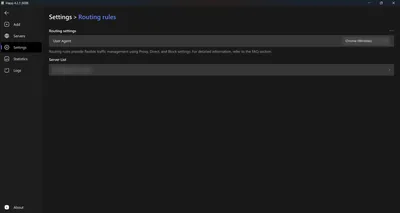 صفحه‌ی Routing rules در Happ